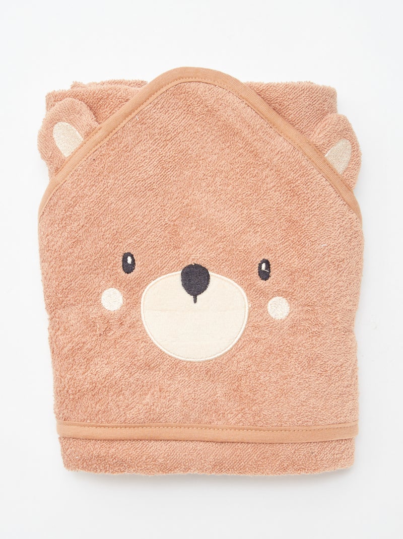 Capa de banho em felpa com orelhas de animais CASTANHO - Kiabi