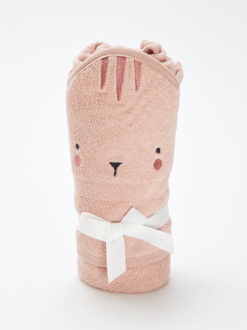Capa de banho em felpa com orelhas de animais ROSA - Kiabi