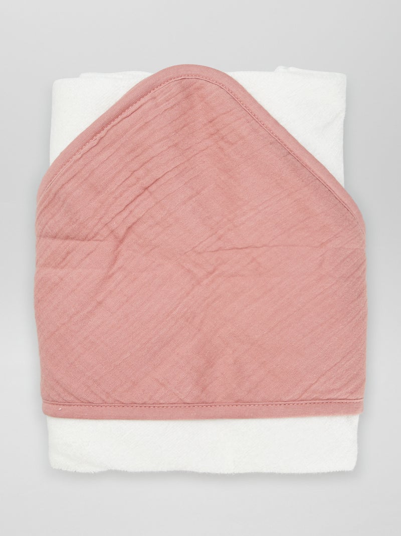 Capa de banho em felpa em gaze de algodão ROSA - Kiabi