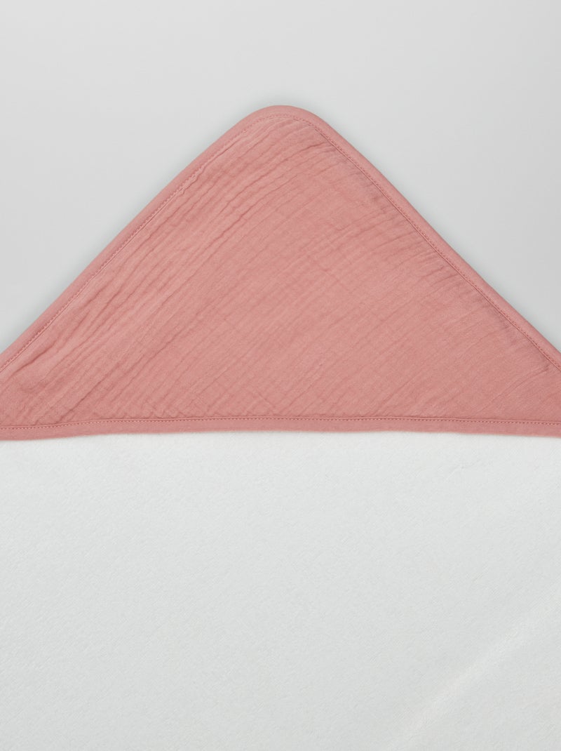 Capa de banho em felpa em gaze de algodão ROSA - Kiabi
