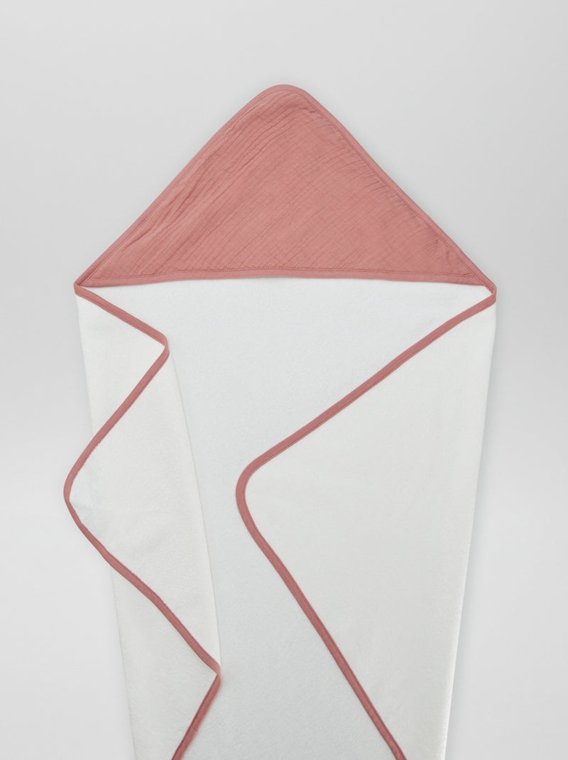 Capa de banho em felpa em gaze de algodão ROSA - Kiabi
