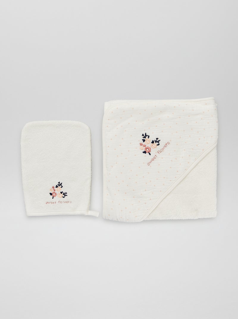 Capa de banho + luva de banho - 2 peças BRANCO - Kiabi