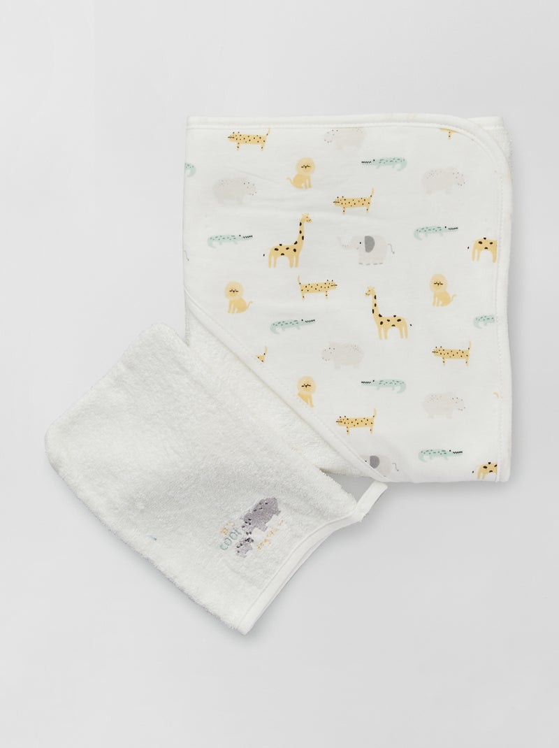 Capa de banho + luva de banho BRANCO - Kiabi