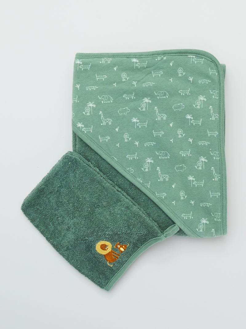 Capa de banho + luva de banho VERDE - Kiabi