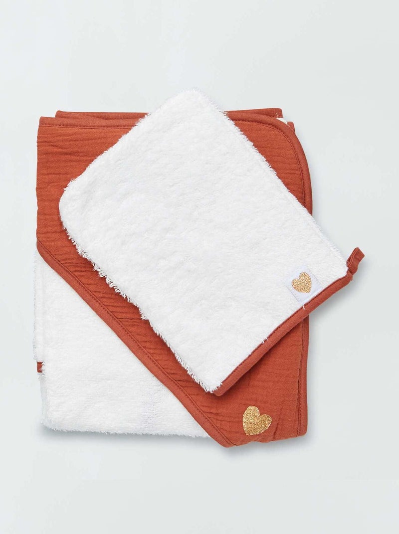 Capa de banho + luva de banho VERMELHO - Kiabi