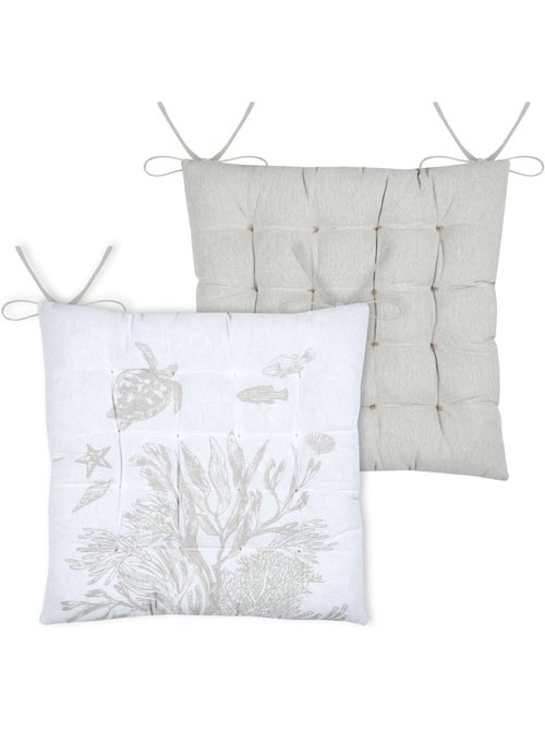 Capa de cadeira em polycotton acolchoado de 16 pontos com atilhos - Kiabi