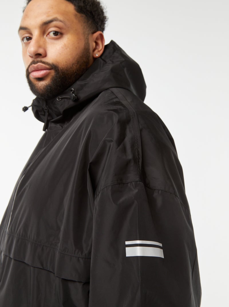 Capa de chuva comprida com capuz Preto - Kiabi