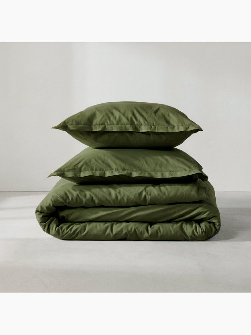 Capa de edredão Basic "Happyfriday" Verde oliva - Kiabi