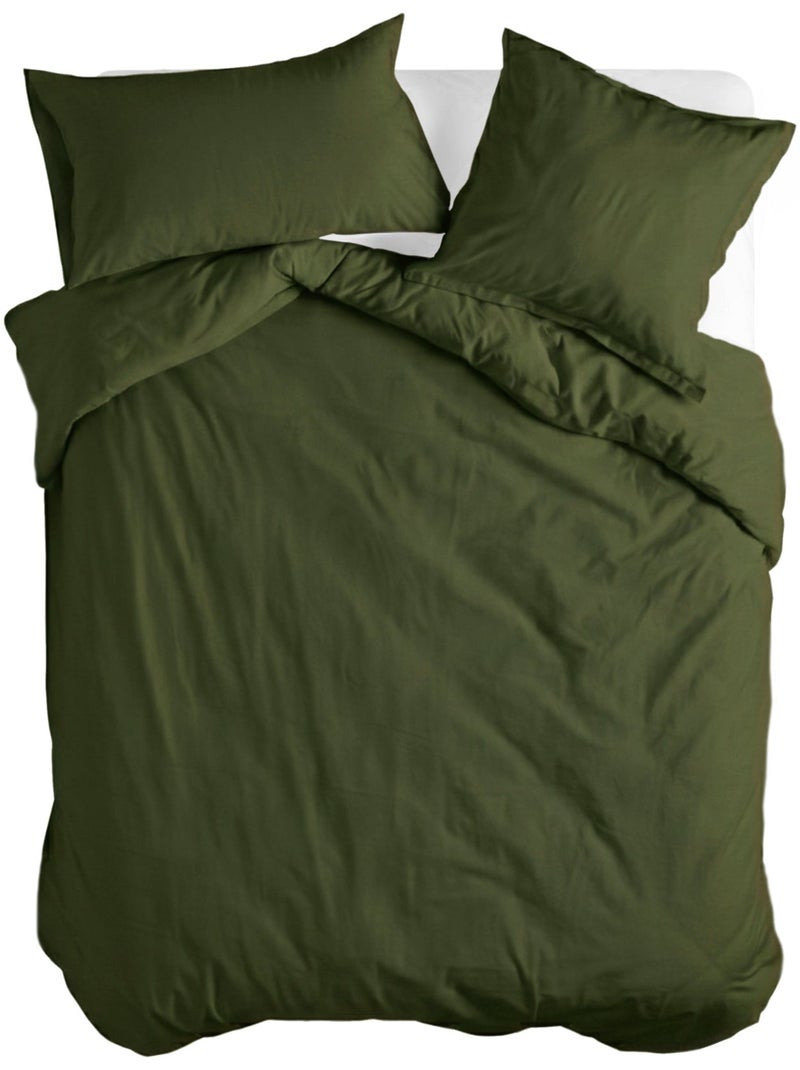 Capa de edredão Basic "Happyfriday" Verde oliva - Kiabi