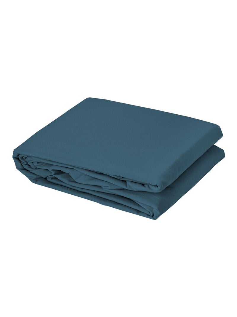 Capa de edredão de algodão lavado oekotex Azul-petróleo - Kiabi