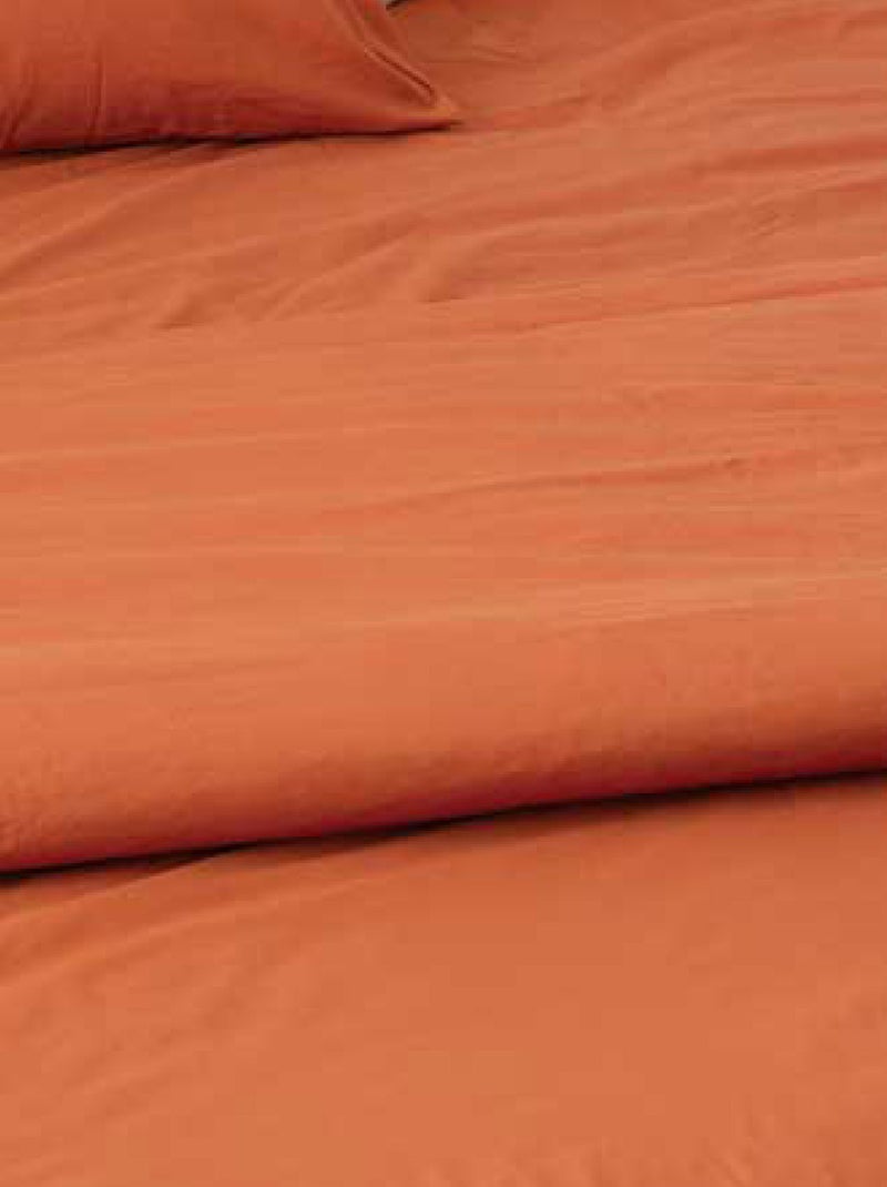 Capa de edredão de algodão lavado oekotex Laranja - Kiabi
