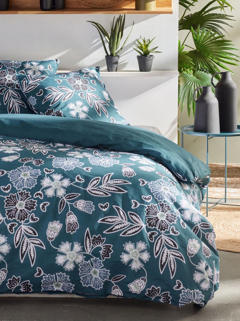 Capa de edredão e fronha de cama de casal AZUL - Kiabi
