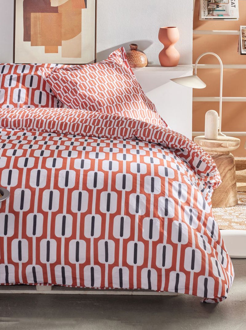 Capa de edredão e fronha de cama de casal LARANJA - Kiabi