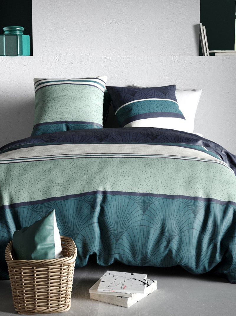 Capa de edredão e fronha de cama de casal VERDE - Kiabi
