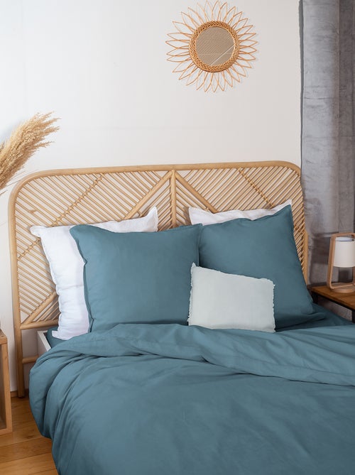 Capa de edredão e fronha de cama de linho misturado - Casal - Kiabi