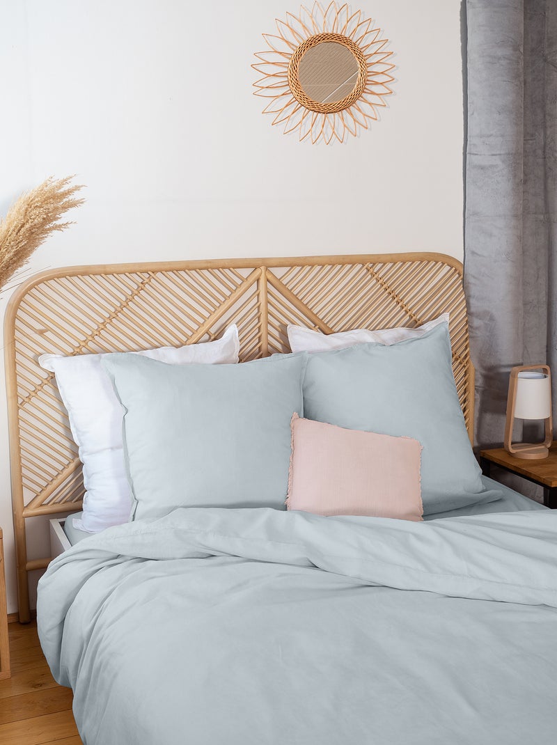 Capa de edredão e fronha de cama de linho misturado - Casal CINZA - Kiabi