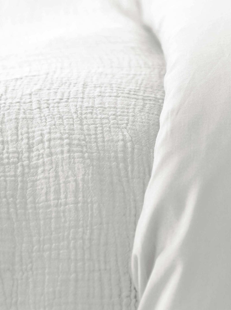 Capa de edredão e fronha de cama em gaze de algodão Branco - Kiabi