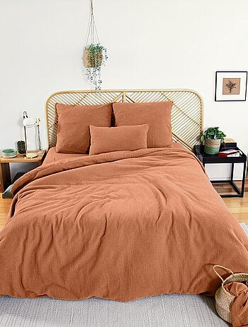 Capa de edredão e fronha de cama em gaze de algodão