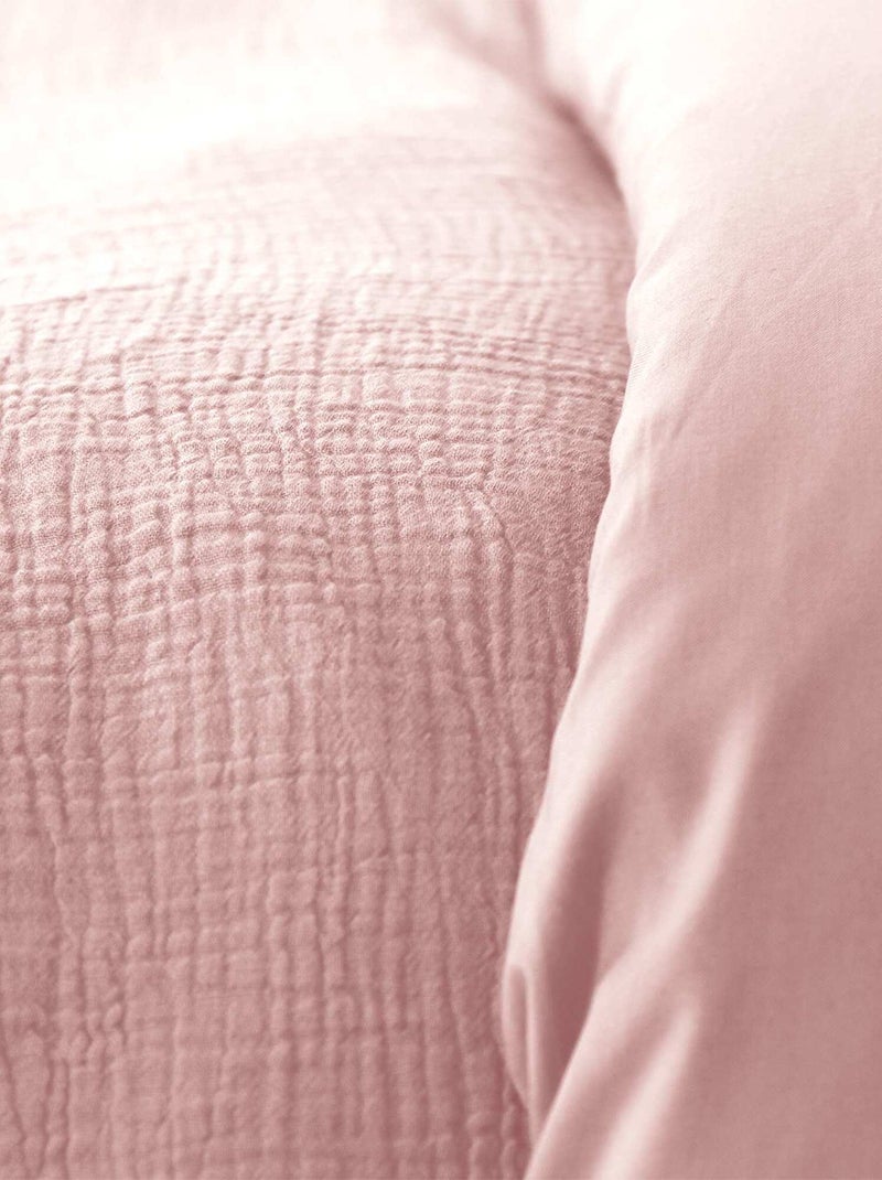 Capa de edredão e fronha de cama em gaze de algodão Rosa - Kiabi