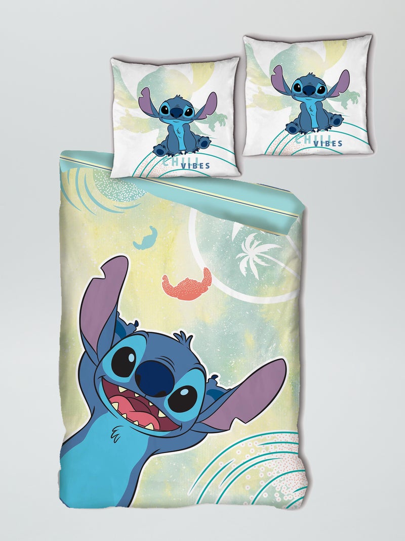 Capa de edredão e fronha de cama 'Stitch' - Solteiro Azul - Kiabi