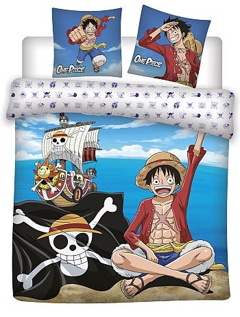Capa de edredão e fronha de casal 'One Piece'