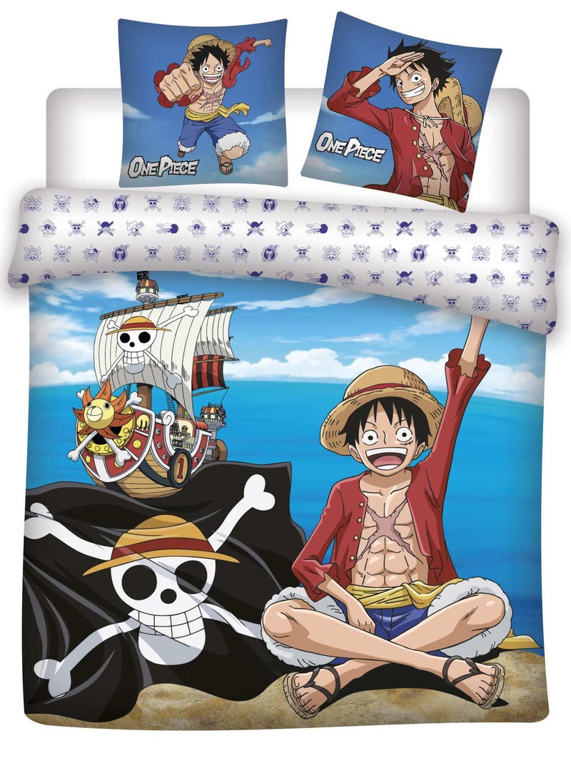 Capa de edredão e fronha de casal 'One Piece' Azul - Kiabi