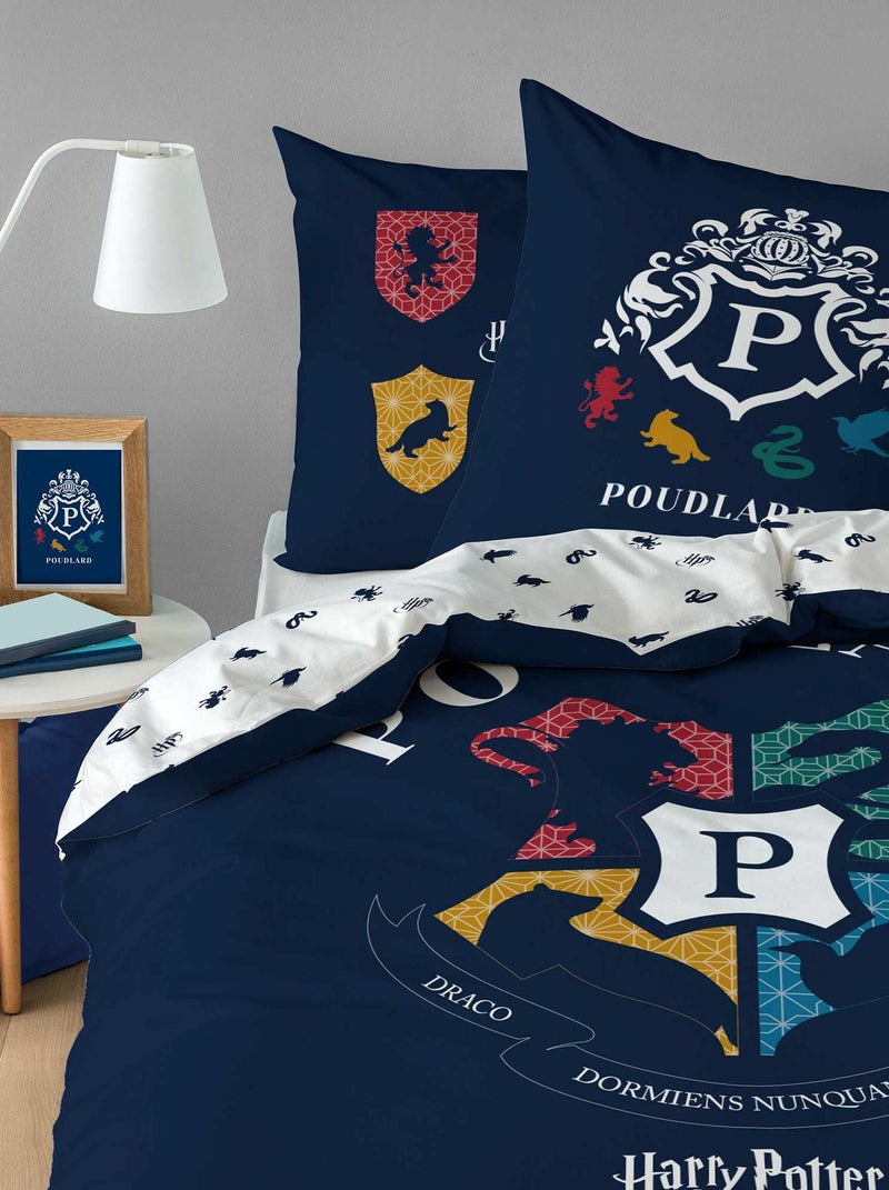 Capa de edredão e fronha de solteiro 'Harry Potter' Azul Marinho - Kiabi