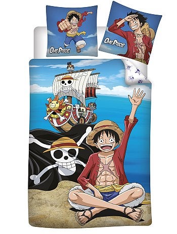 Capa de edredão e fronha de solteiro 'One Piece'
