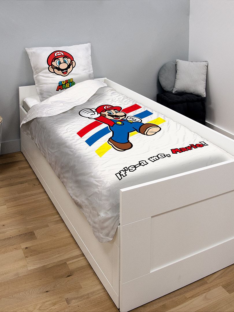 Kit Cortina Infantil + 3 Capa de Almofada Super Mario Filme