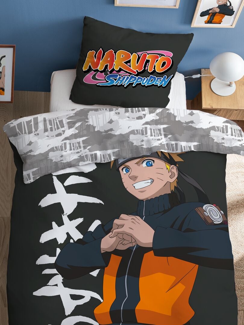 Capa de edredão e fronha 'Naruto' - Solteiro LARANJA - Kiabi