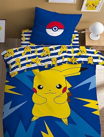 Capa de edredão e fronha 'Pokémon' - Solteiro