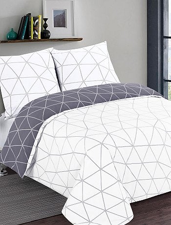 Capa de edredão e fronha reversível 'geométrica' - Kiabi