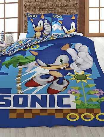 Capa de edredão e fronha 'Sonic' - Solteiro - Kiabi