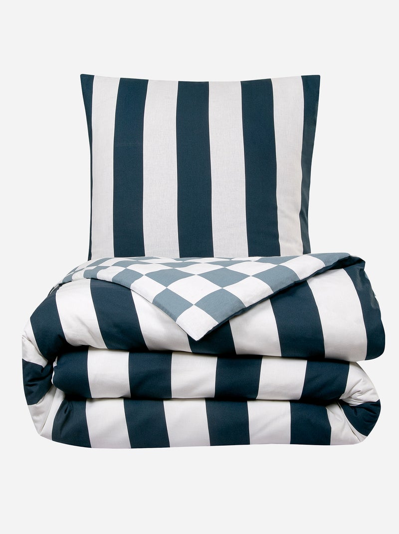 Capa de edredão estampada 'axadrezado' - Casal AZUL - Kiabi