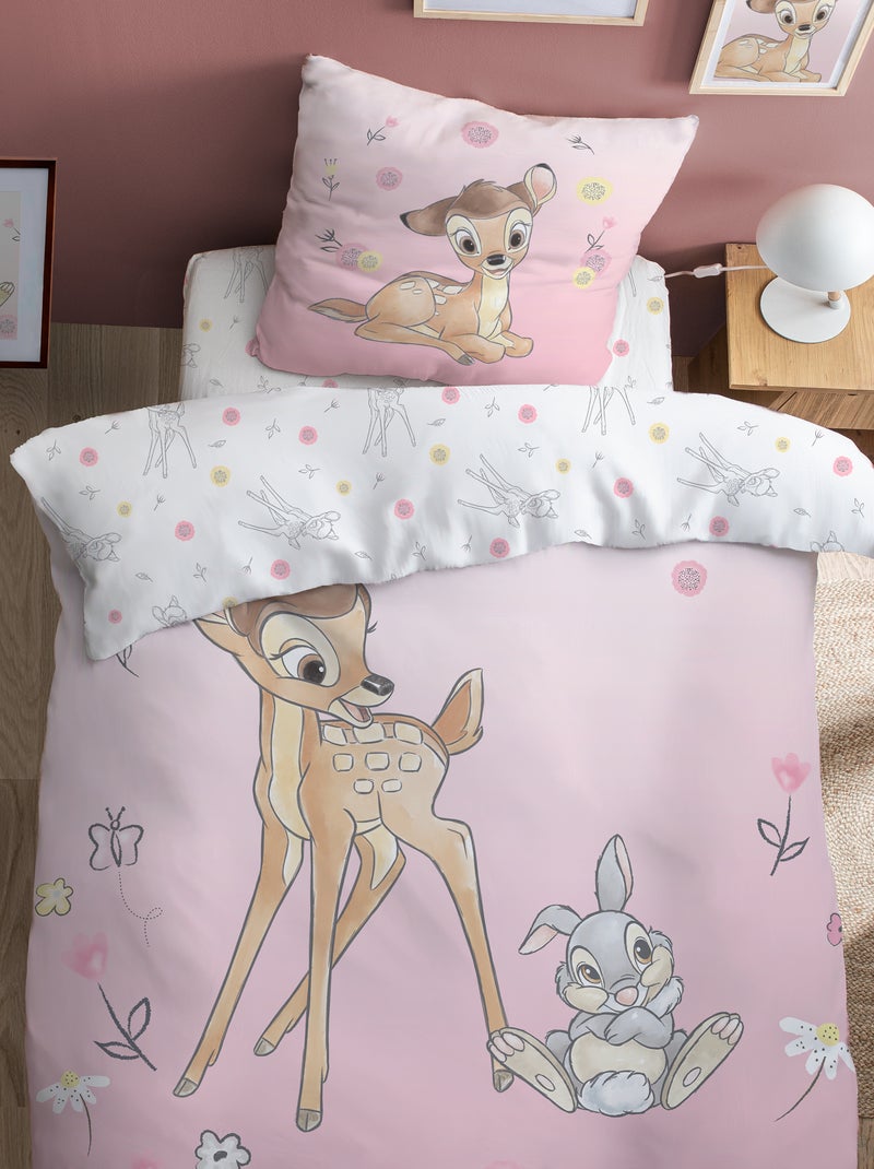 Capa de edredão + fronha 'Bambi' - Solteiro ROSA - Kiabi