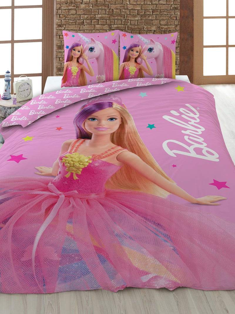 Capa de edredão + fronha 'Barbie' - Solteiro ROSA - Kiabi
