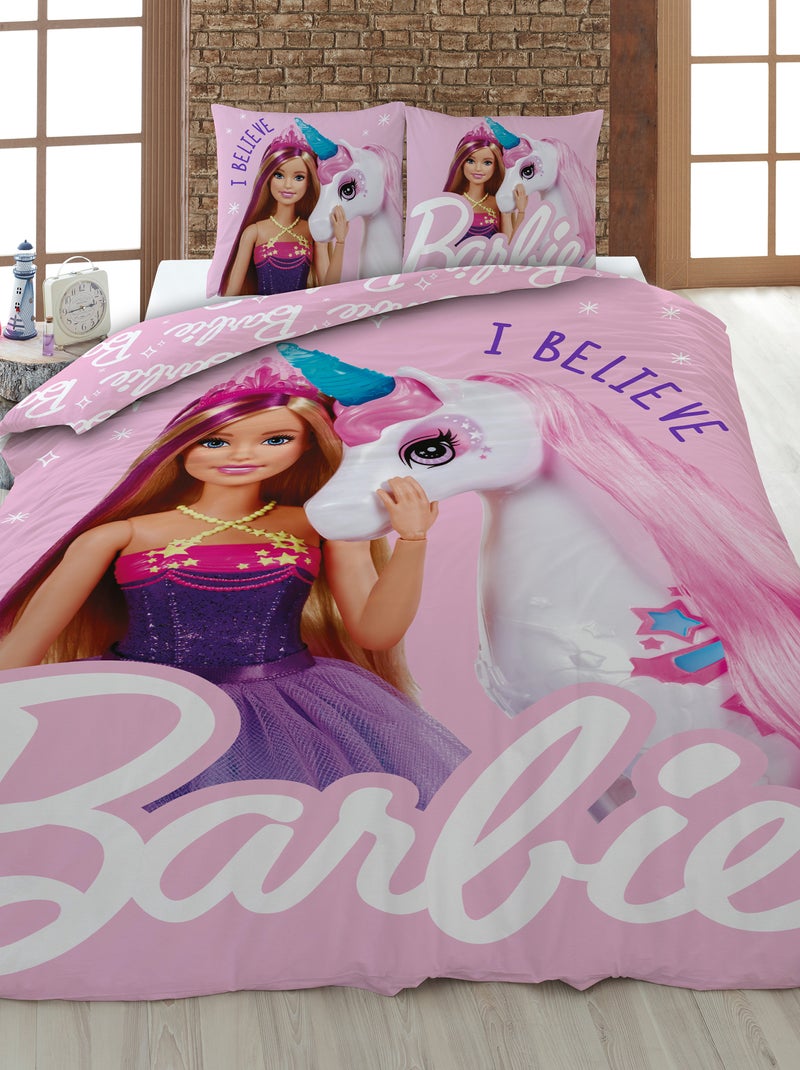Capa de edredão + fronha 'Barbie' - Solteiro ROSA - Kiabi