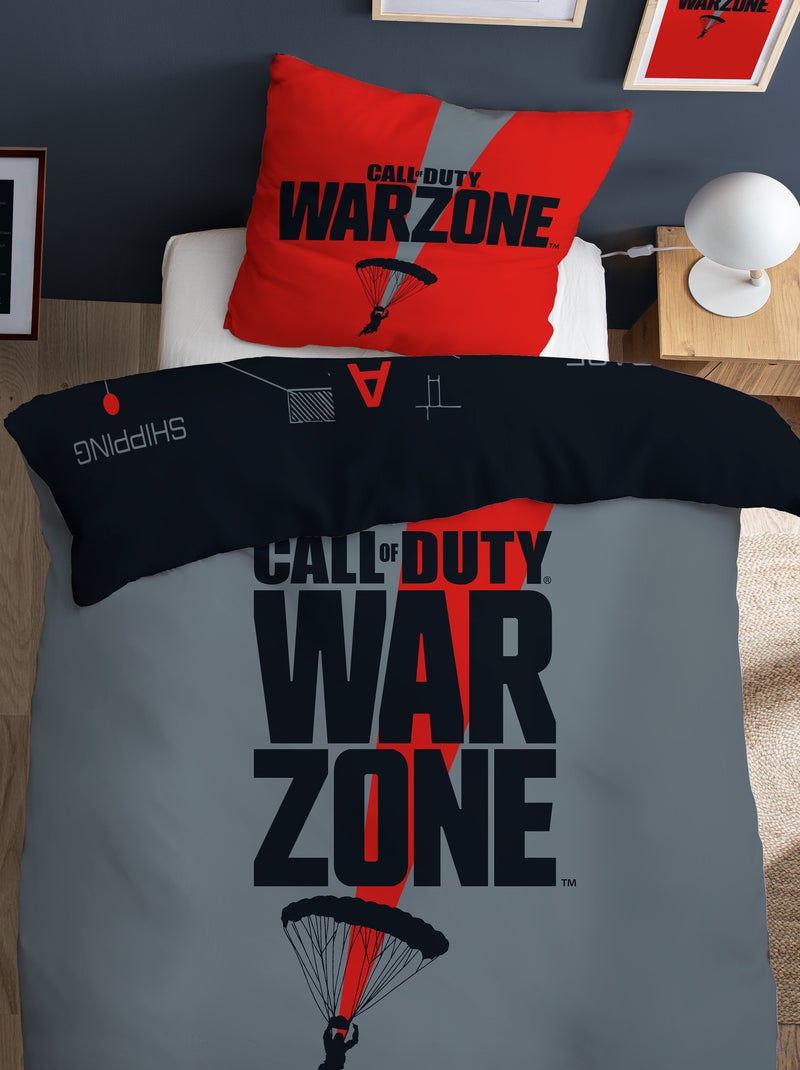 Capa de edredão + fronha 'Call of Duty' - Solteiro Preto/ Cinza - Kiabi