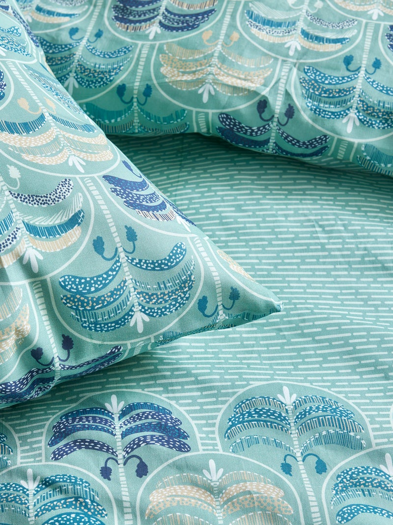 Capa de edredão + fronha com estampado  - Casal Azul - Kiabi