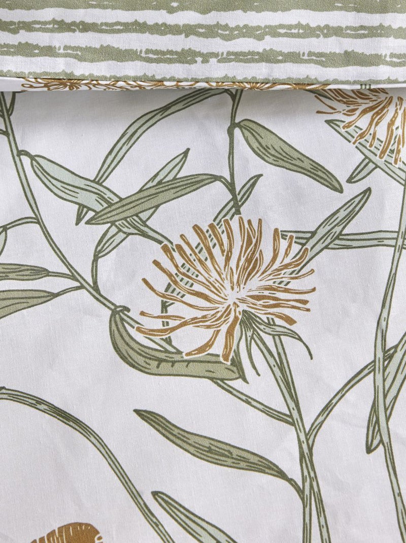 Capa de edredão + fronha com estampado às flores - Casal BRANCO - Kiabi