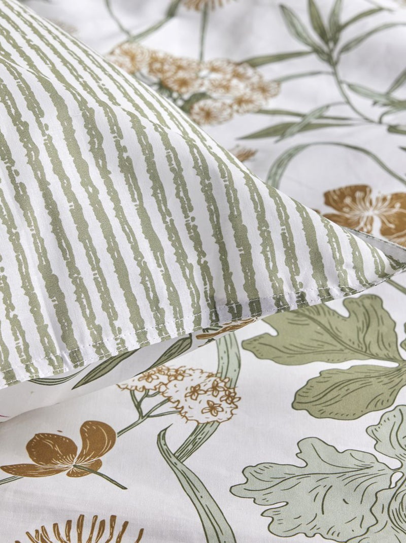 Capa de edredão + fronha com estampado às flores - Casal BRANCO - Kiabi