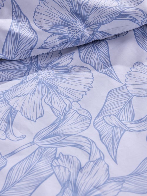 Capa de edredão + fronha com estampado flores  - Casal - Kiabi