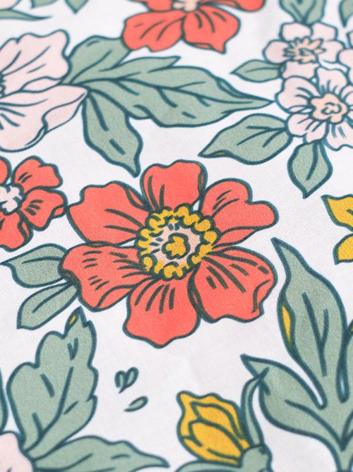 Capa de edredão + fronha com estampado flores  - Casal - Kiabi