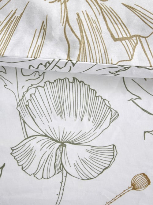 Capa de edredão + fronha com estampado florido - Casal - Kiabi