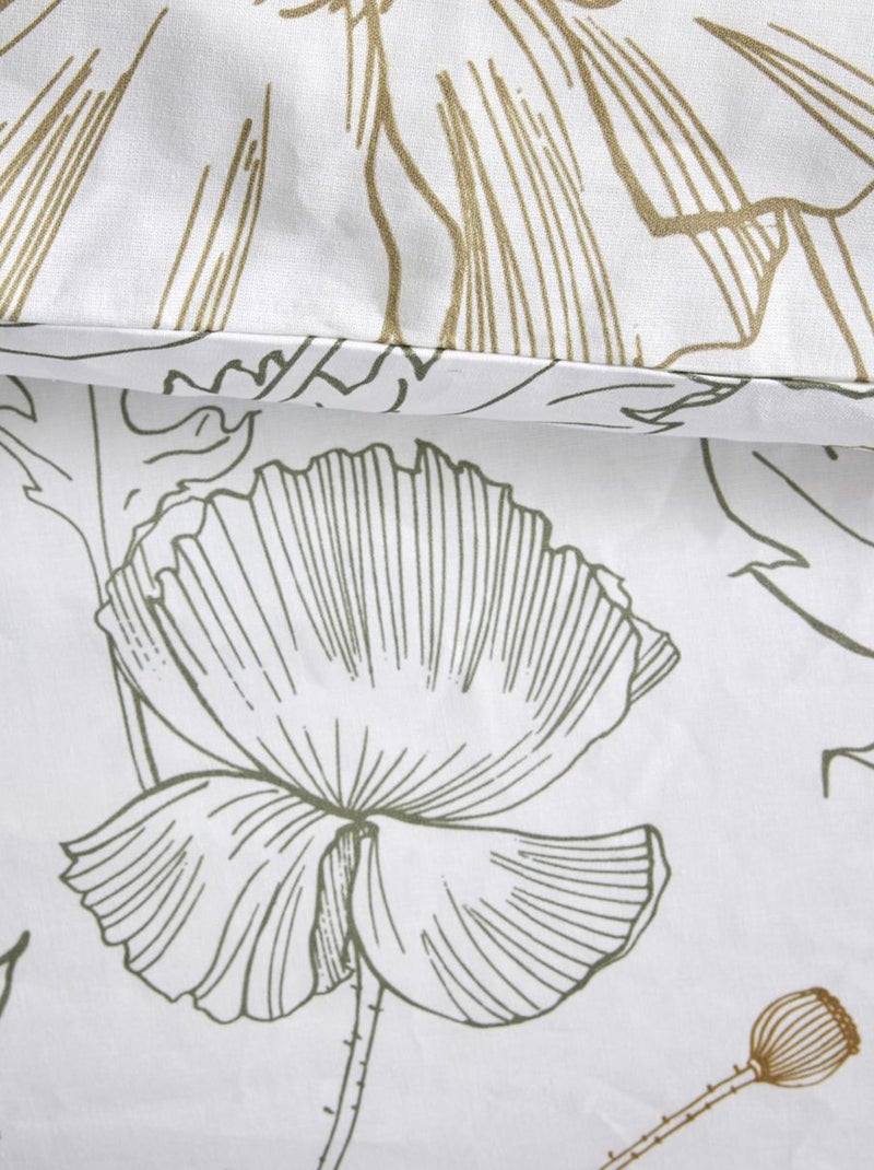 Capa de edredão + fronha com estampado florido - Casal BRANCO - Kiabi