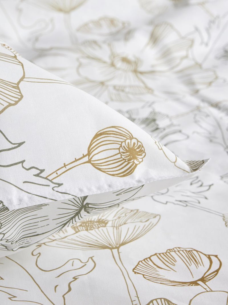 Capa de edredão + fronha com estampado florido - Casal BRANCO - Kiabi