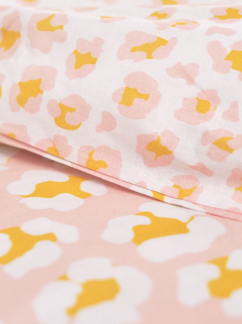 Capa de edredão + fronha com estampado leopardo  - Casal Rosa - Kiabi