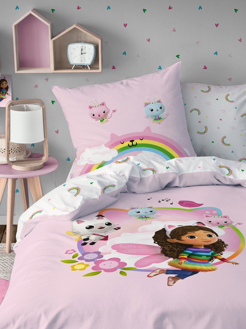Capa de edredão + fronha de cama 'A Casa Mágica da Gabby'  - Solteiro ROSA - Kiabi