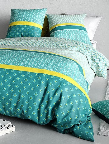 Capa de edredão + fronha de cama com estampado - Casal