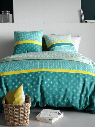 Capa de edredão + fronha de cama com estampado - Casal
